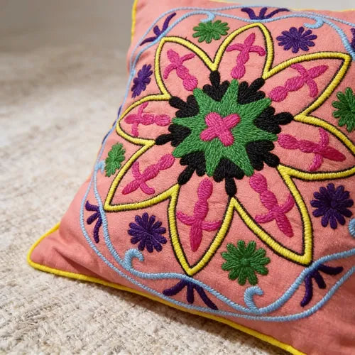 Funda De Almohadón Bordada Importada India 45 X 45