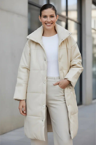 Tapado Campera Puffer Eco Cuero Talle Grande  Hasta 3xl