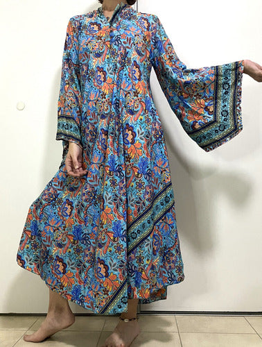 Vestido Mangas Oxford Importado Seda Hindú