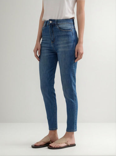 Jean Denim Pantalón Azul Skinny Azul Liso 36