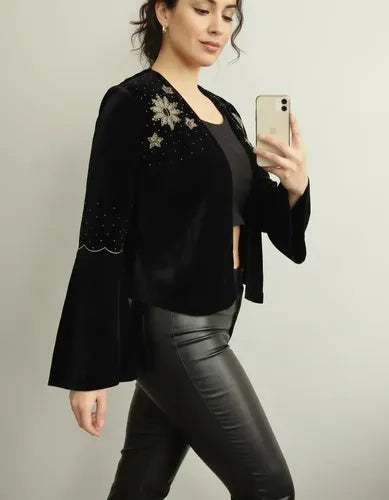 Chaqueta Saco Bordado Importado India Velvet Boho Oxford