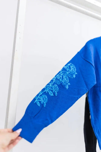 Sweater Pullover Cololes Tejido   Azul Geométrico Único
