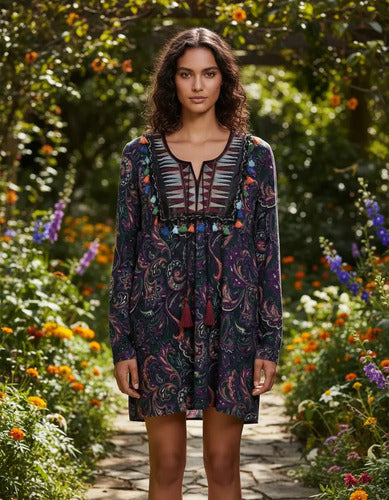 Vestido Importado Lanilla Boho, Tipo India Style