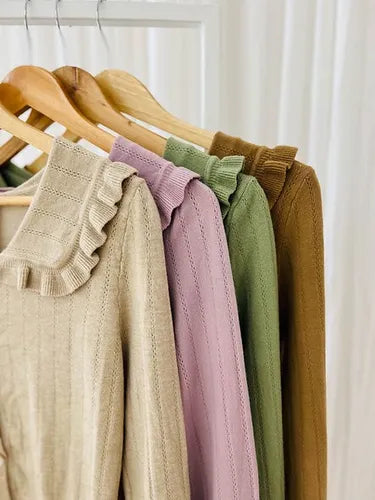Cárdigan Saco Saquito Tejido  Importado Con Cuello Lila Liso Único