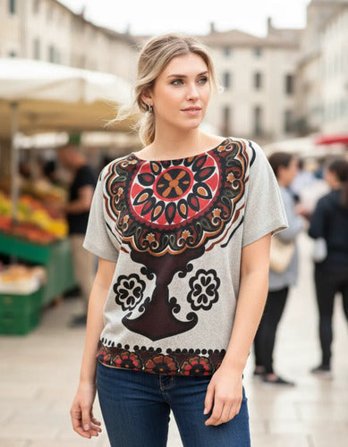 Remera Blusa Importada Estampada Lanilla Mandalas