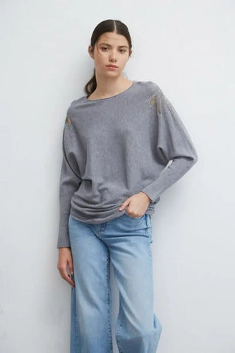 Sweater Tejido Con Strass Importado Cod. 62 Libelula Calidad Rosa Liso U