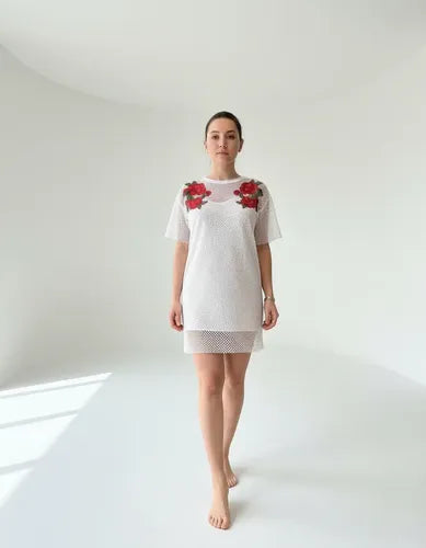 Vestido Calado Bordado Importado Playa