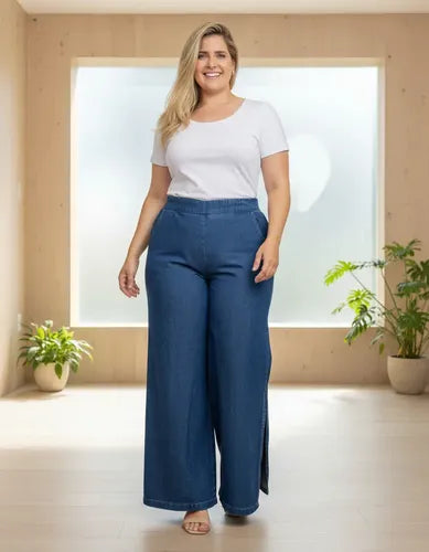 Pantalón Jean Palazzo Tajo Denim Talle Grande S A 3xl