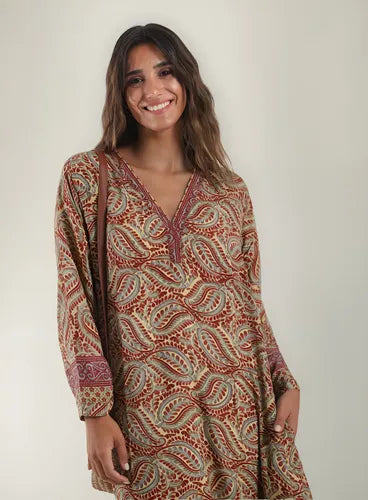 Vestido Largo De Seda Hindú Amplio Mod. 79