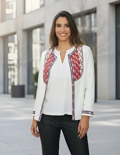 Saco Chaqueta Bordada Gamuzada