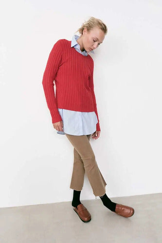 Sweater Pullover Trenzado Básico