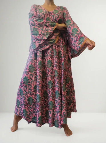 Vestido Largo Seda Hindu Importado Talle Grande Xxl