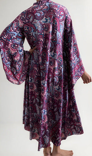 Vestido Mangas Oxford Importado Seda Hindú