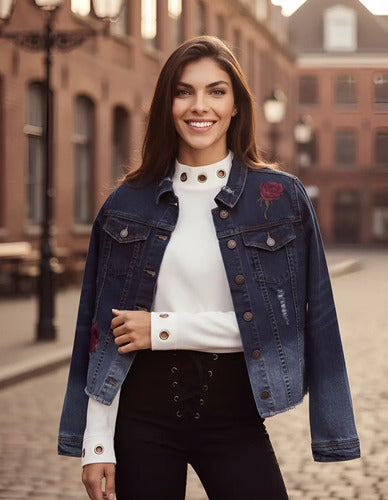 Campera De Jeans Bordada Importada Boho Style