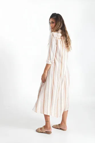 Vestido Largo Estilo Camisero Estampado Boho