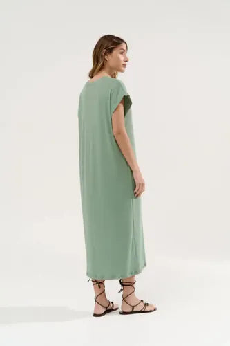 Maxi Vestido Sin Mangas De Mini Ribb Con Tajos Laterales