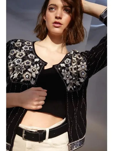 Saco Chaqueta Importada Boho Fiesta Paillettes