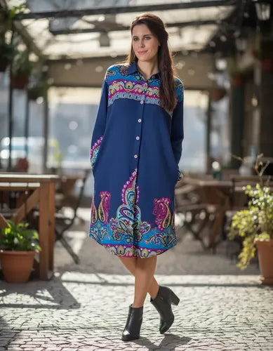Camisa Vestido Largo Lanilla Importado Mandalas Estilo Boho