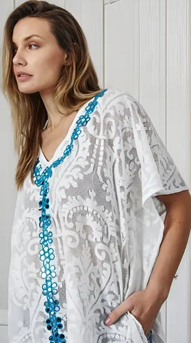 Blusa Remera Poncho Importada Talle Grande Xxl Blanco Único