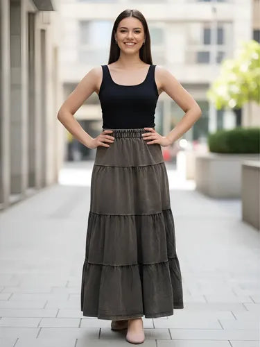 Falda Pollera Paisana Negro Nevado De Jogging Negro Batik Único