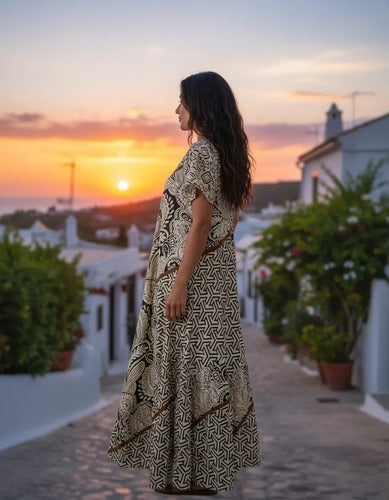 Vestido Largo Seda Boho Importado India Tipo Holi Rapsodia