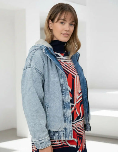 Campera De Jean Con Piel Importada