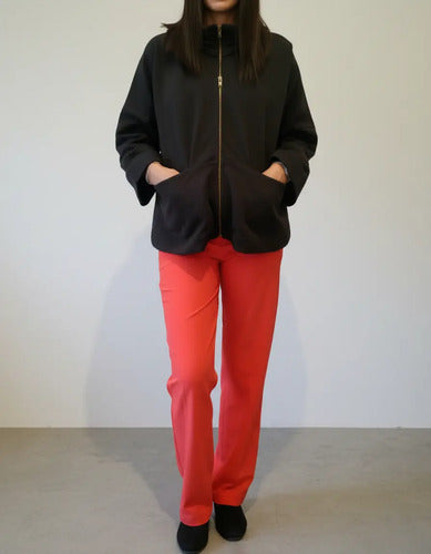 Campera Jogging Ag Sore Mujer Oversize Con Capucha Negro S Lisa