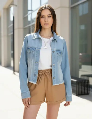 Campera De Jean Importada Celeste M Lisa