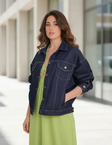 Campera De Jean Costura Contratono Modelo Grande Negro L Liso