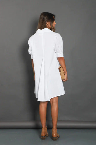 Vestido Manga Corta Boho Crudo Lisa M