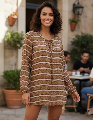 Blusa Camisa Túnica Importada T. Único  Tipo India Style
