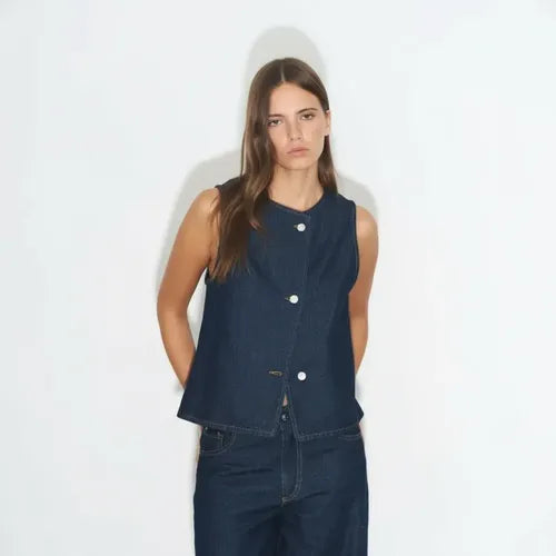 Chaleco De Jean Denim Azul Lisa L