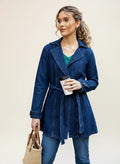 Trench Jean Tapado Denim Sobretodo Amplio Azul M Lisa