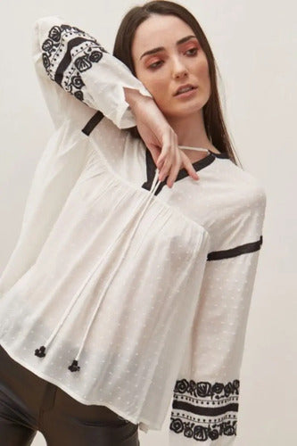 Camisa Blusa  Boho Plumetí Bordada Importada