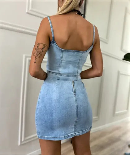 Falda Mini Pollera Denim + Top (conjunto)