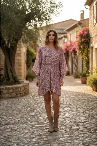 Vestido De Seda Hindú Corto Amplio Mangas Oxford Mod. 14