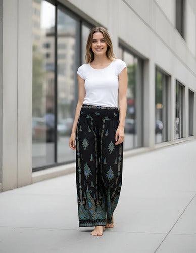 Pantalon Palazzo Hindu Hippie Chic T/ Rapsodia Talle M A Xl