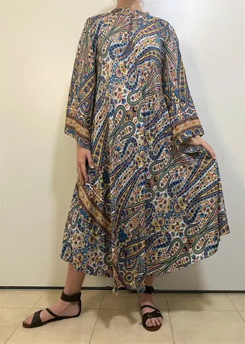 Vestido Mangas Oxford Importado Seda Hindú