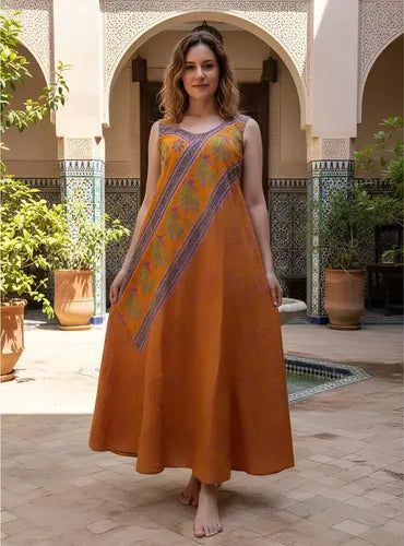 Vestido Solero Seda Hindu  Modelo Amplio