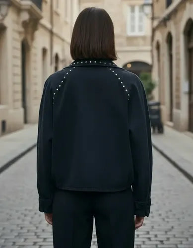 Campera De Gabardina Con Tachas Oversize Amplia