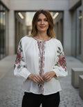 Saco Chaqueta Boho Importada Bordada Crudo Bordado Xl