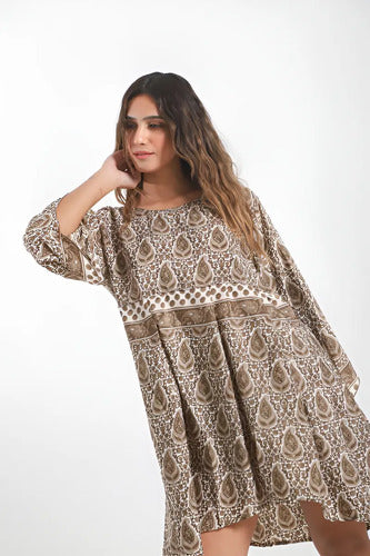 Vestido De Seda Hindú Corto Amplio Mangas Oxford Mod. 14