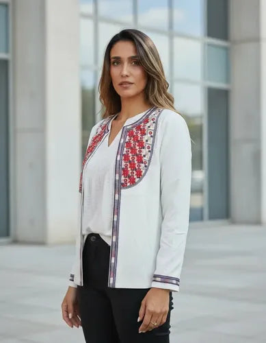 Saco Chaqueta Bordada Gamuzada