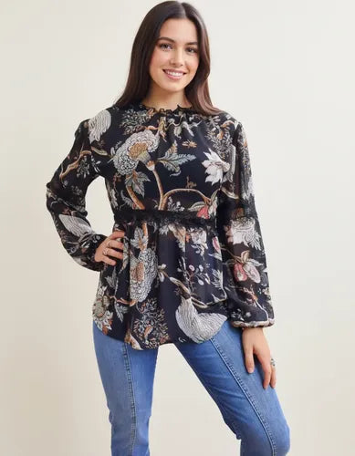 Camisa Blusa Talle Único Tipo Vars India Style Beige O Negro Negro U