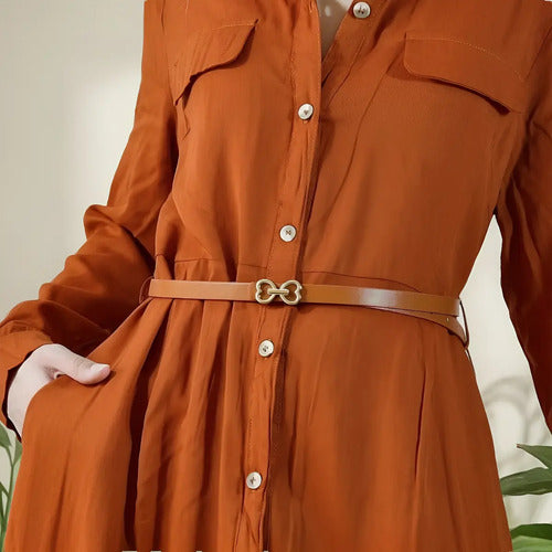Vestido Importado Camisero Con Cinto