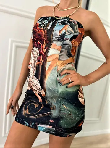 Vestido Strapless Fiesta Noche Venus Cupido Arte