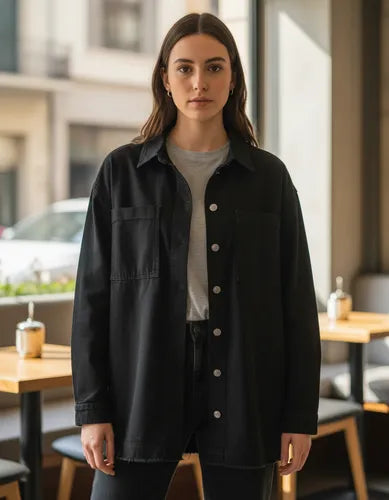 Campera De Gabardina Camisaco Modelo Grande Negro L Lisa