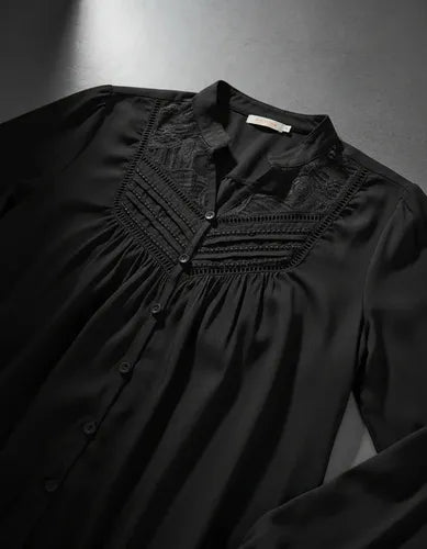 Camisa  Blusa Importada Fibrana  (258) Negro Liso M