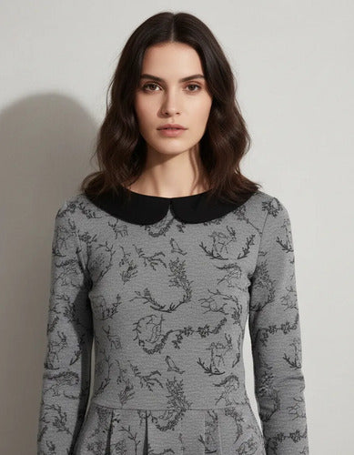 Vestido Estampado De Diseño Con Cuello