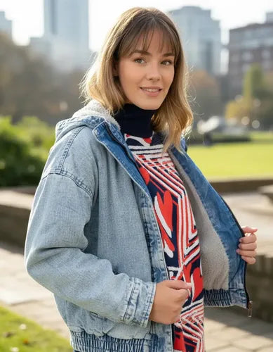 Campera De Jean Con Piel Importada